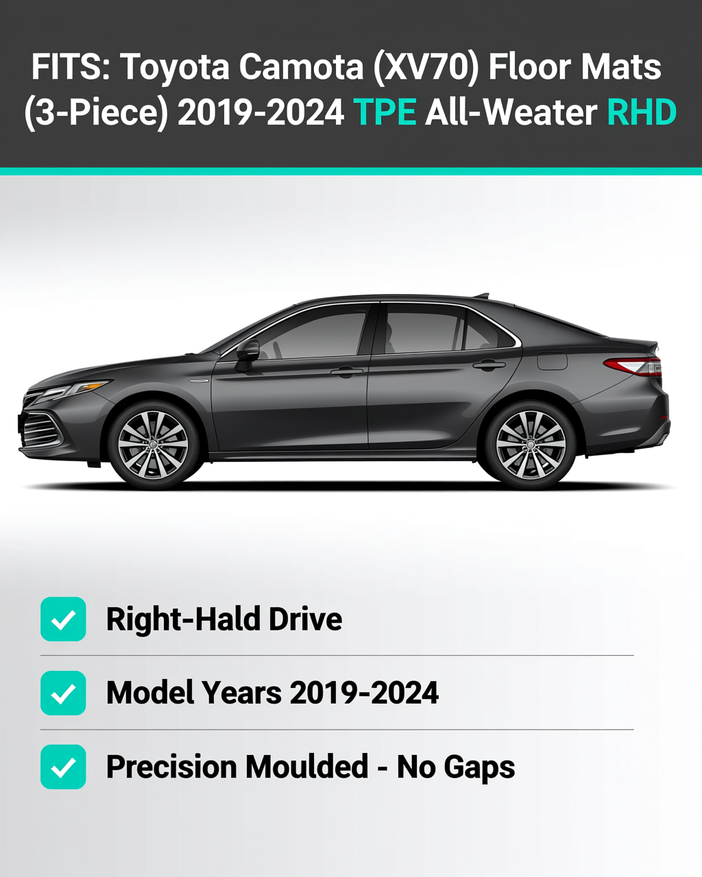 Toyota Camry (XV70) 2019-2024 All-Weather Floor Mats & Boot Liner vehicle fitment