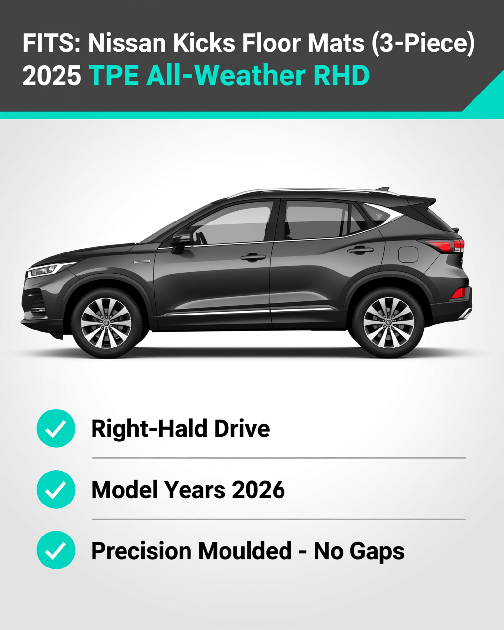 Nissan Kicks 2026+ All-Weather Floor Mats & Boot Liner & Seat Back Protectors vehicle fitment