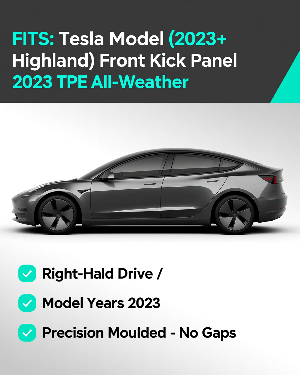 Tesla Model 3 2023+ Boot Liner & Seat Back Protectors & Anti-Kick Mats vehicle fitment