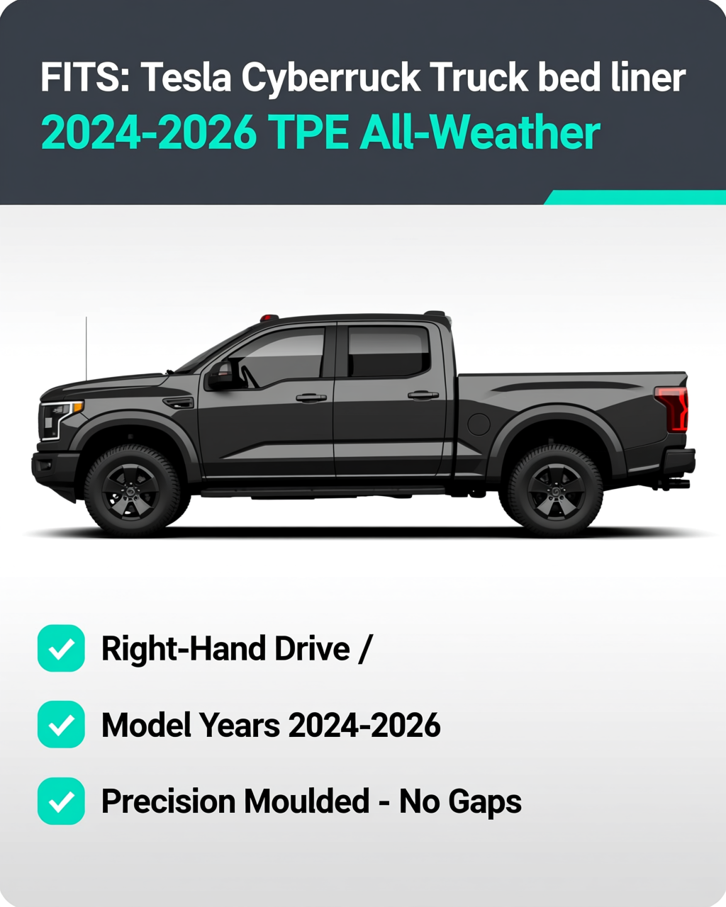 Tesla Cybertruck 2024+ Tub Mat vehicle fitment