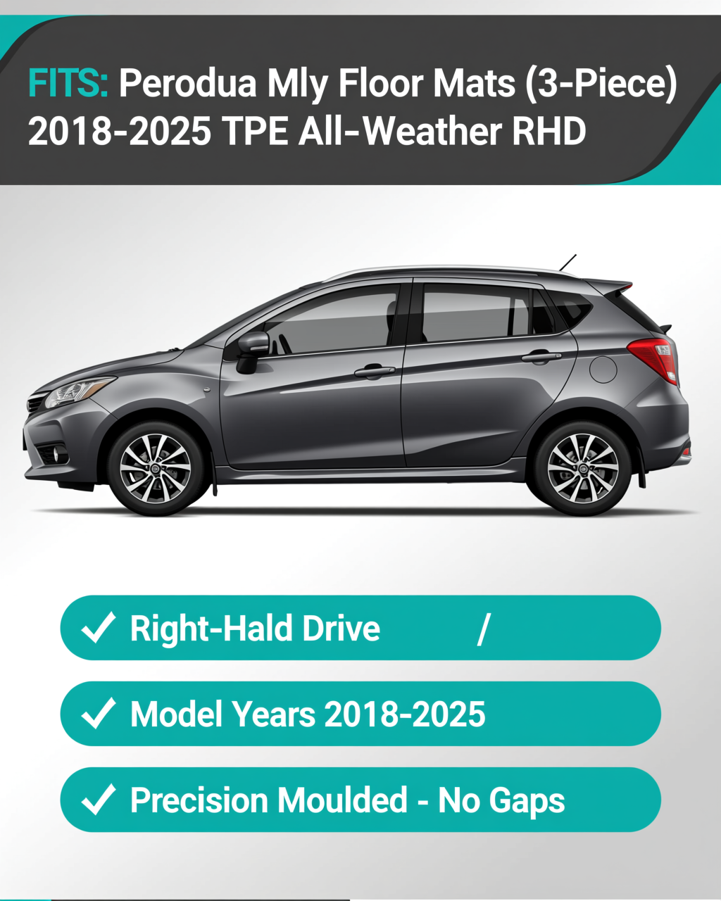 Perodua Myvi 2018-2025 All-Weather Floor Mats & Boot Liner vehicle fitment
