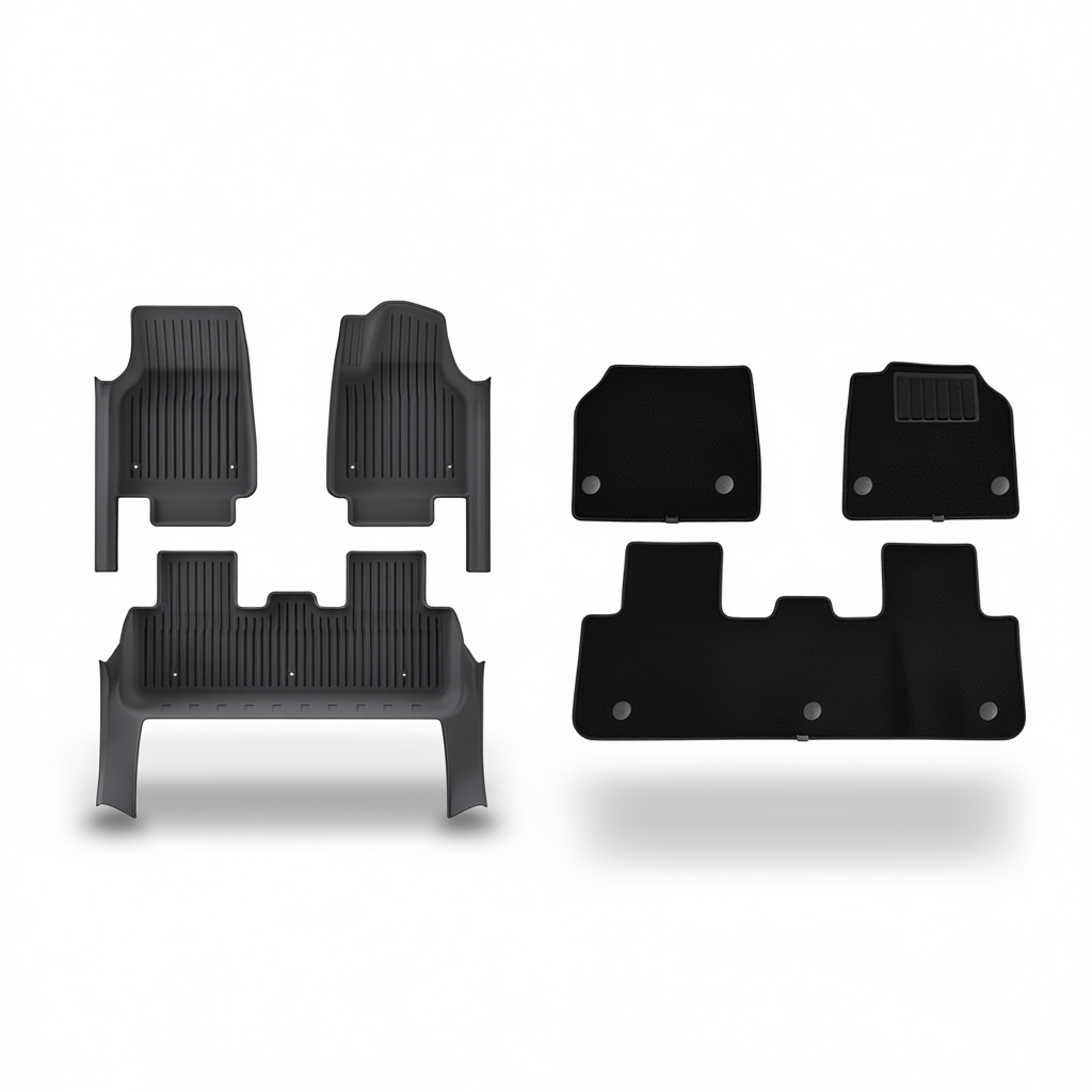 Tesla Model Y 2025+ All-Weather Floor Mats & Boot Liner & Anti-Kick Mats – Floor Mats (3pcs) + Carpet Overlay RHD [W250006100]