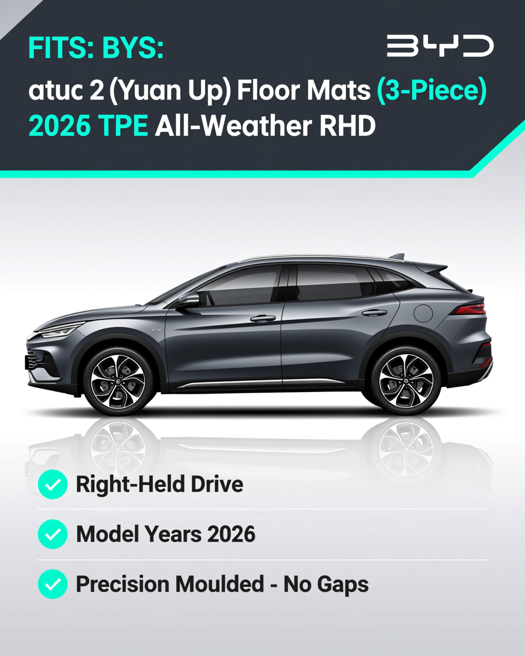 BYD Atto Family 2026+ All-Weather Floor Mats vehicle fitment