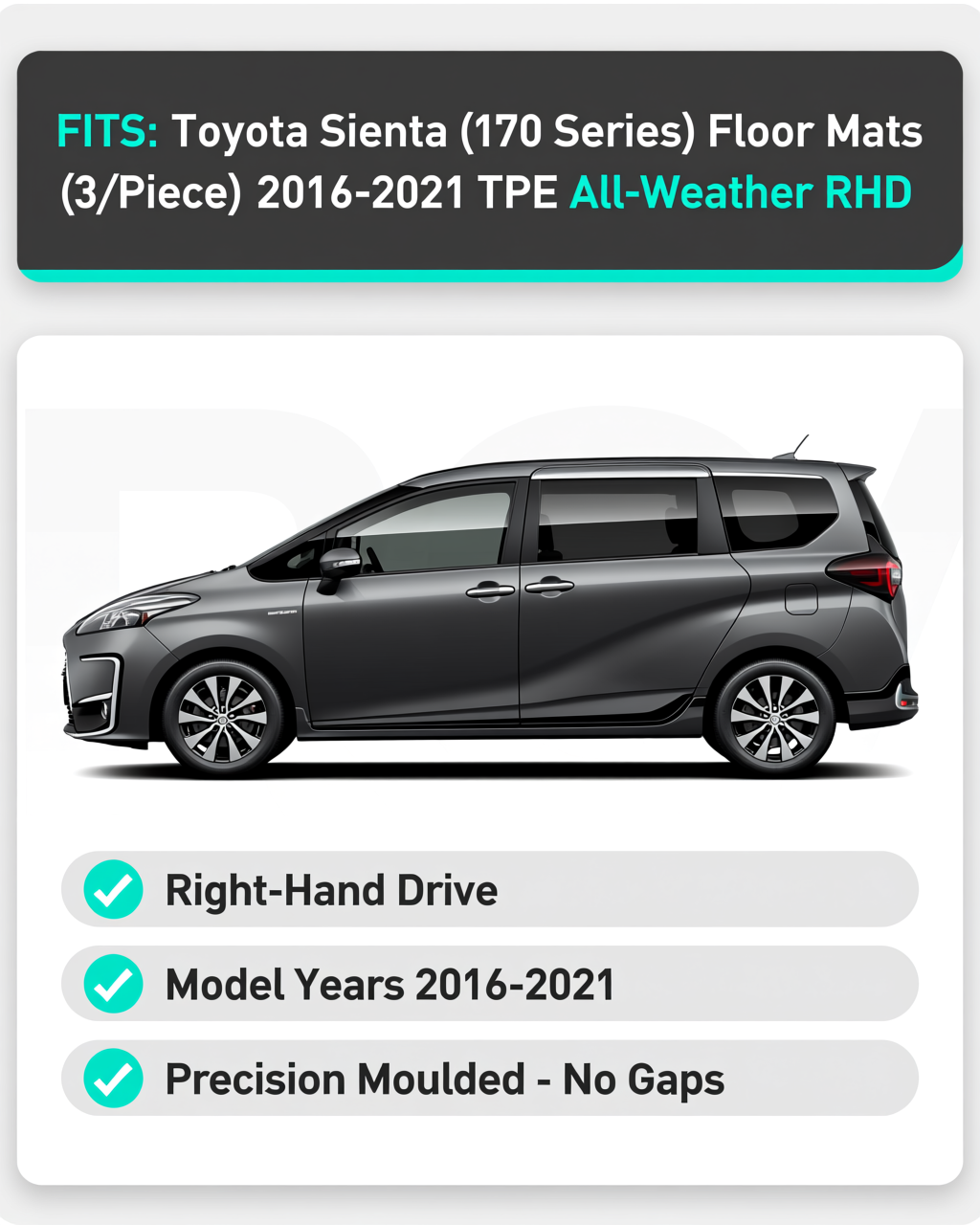 Toyota Sienta (MXP10) 2016-2021 All-Weather Floor Mats & Boot Liner vehicle fitment