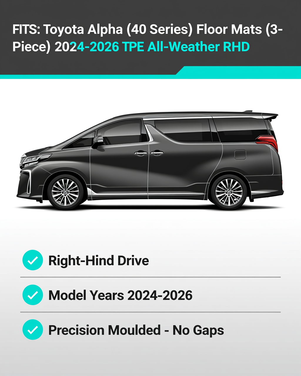 Toyota Alphard / Vellfire 2024+ All-Weather Floor Mats & Boot Liner vehicle fitment