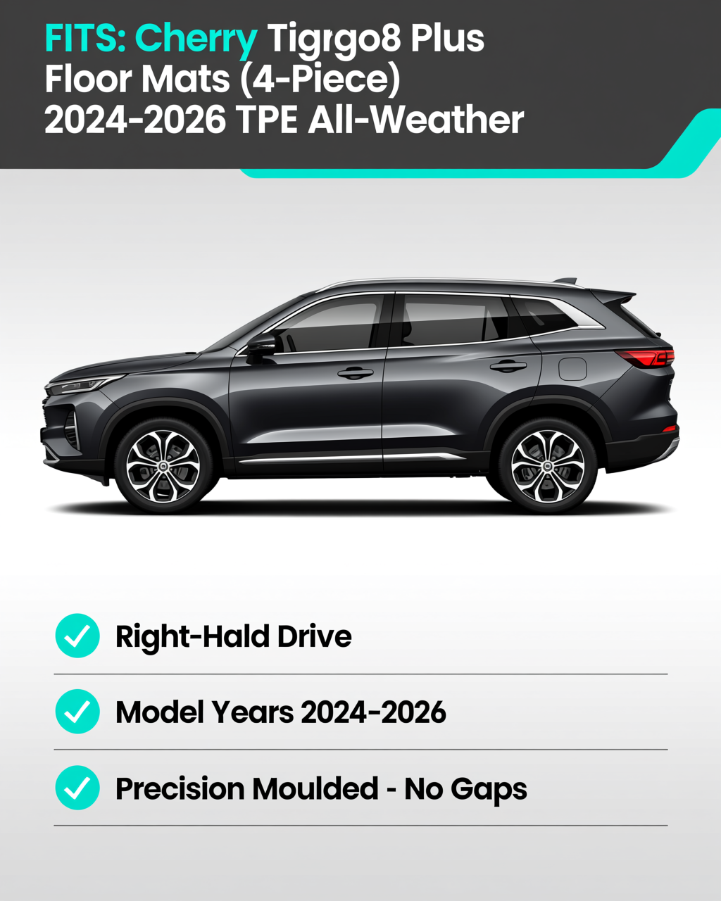 Chery Tiggo 8 Plus 2024+ All-Weather Floor Mats & Boot Liner vehicle fitment