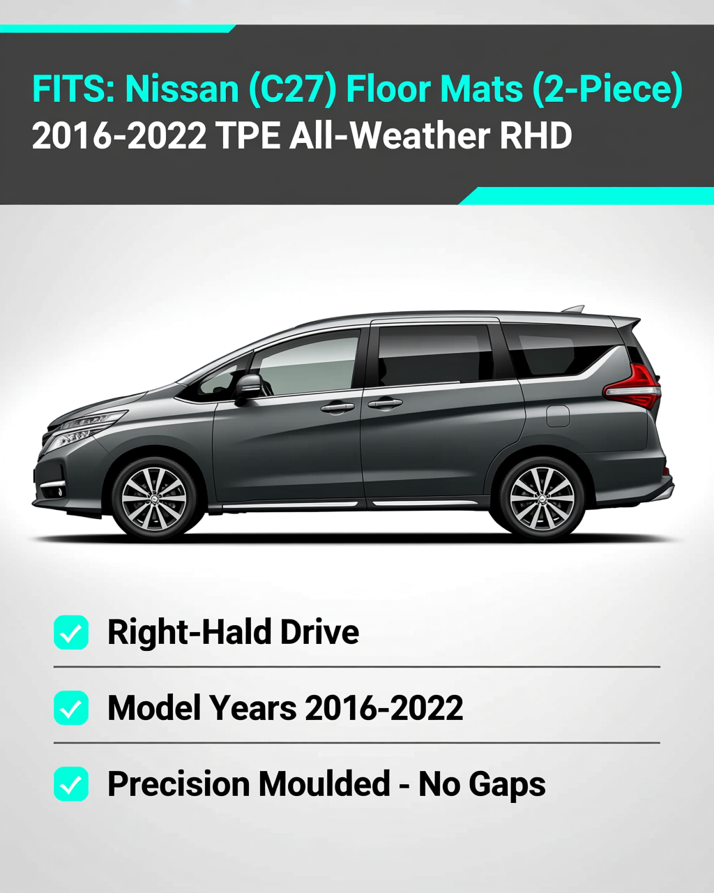 Nissan Serena (C28) 2016-2022 All-Weather Floor Mats & Boot Liner vehicle fitment