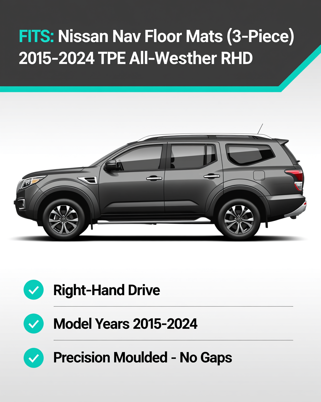 Nissan Navara 2015-2024 All-Weather Floor Mats & Tub Mat vehicle fitment