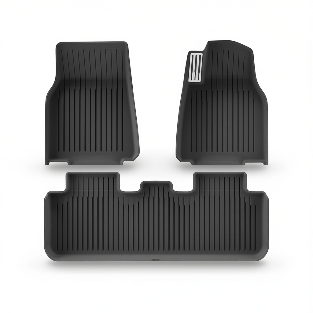 Tesla Model Y 2025+ All-Weather Floor Mats & Boot Liner & Anti-Kick Mats – Floor Mats (3pcs) RHD No-Drill [W250008393]