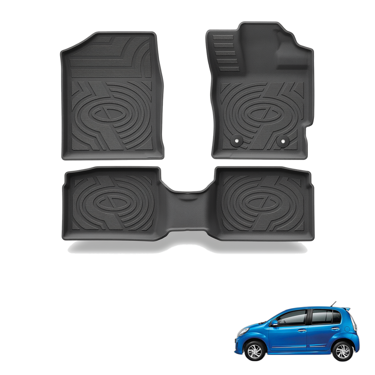 Perodua Myvi 2018-2025 All-Weather Floor Mats & Boot Liner