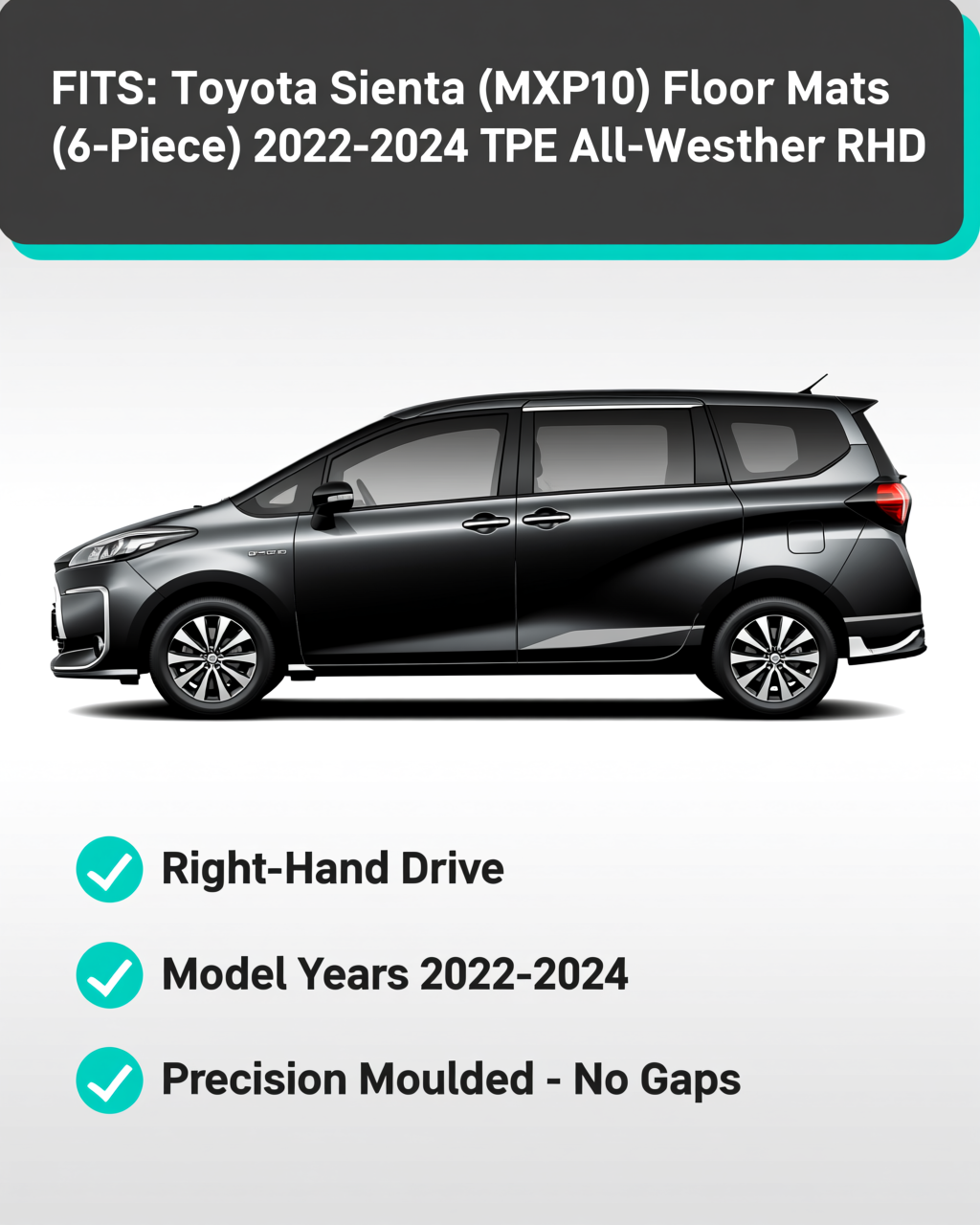 Toyota Sienta (MXP10) 2022-2024 All-Weather Floor Mats & Boot Liner vehicle fitment