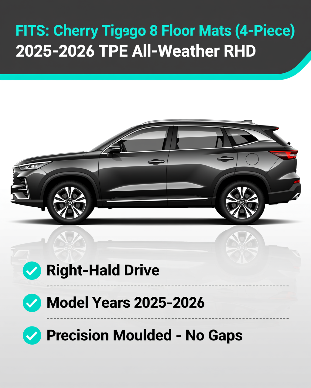 Chery Tiggo 8 Plus 2025+ All-Weather Floor Mats & Boot Liner vehicle fitment