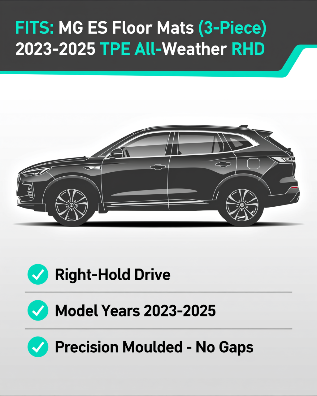 MG ES 2023-2025 All-Weather Floor Mats & Boot Liner vehicle fitment