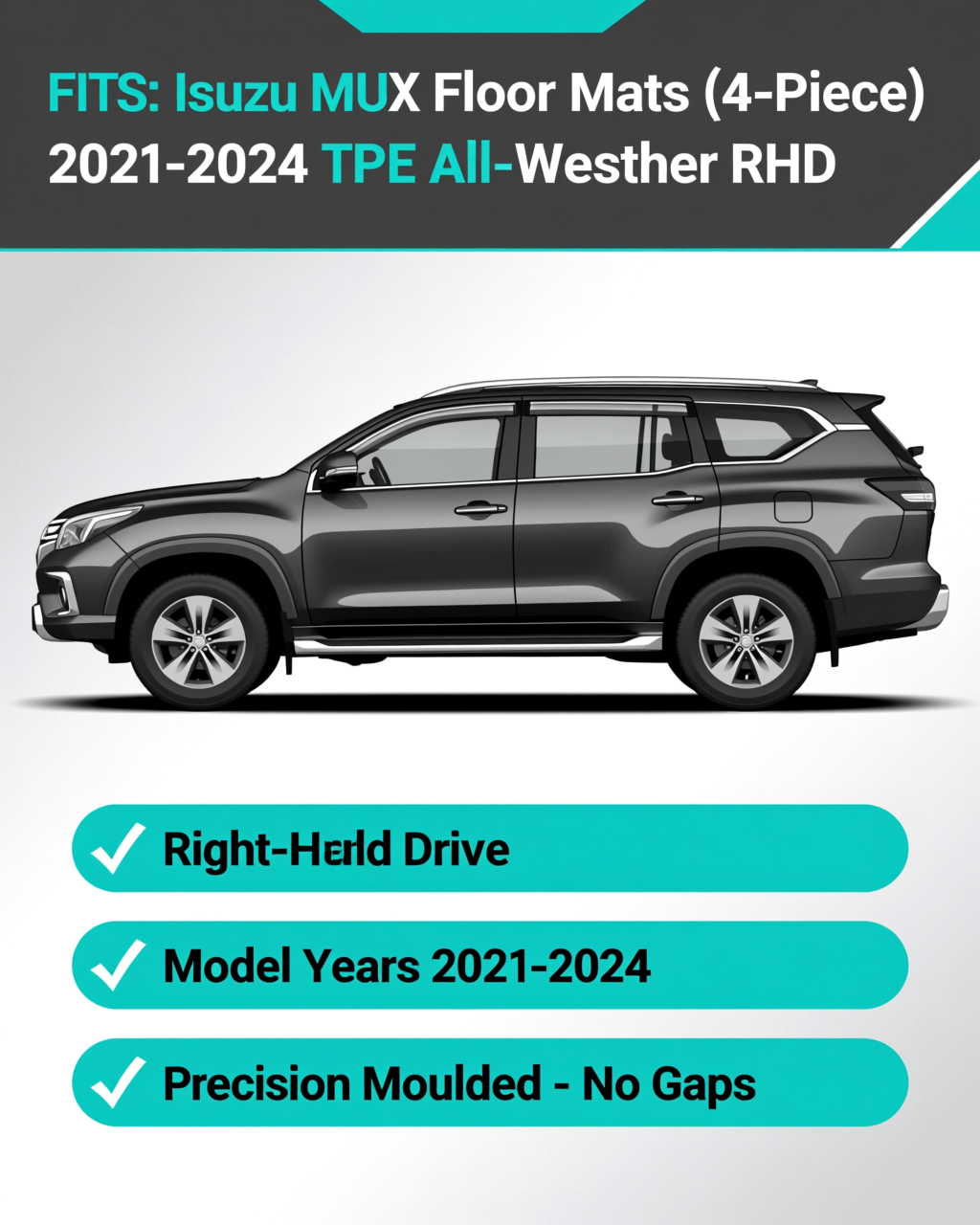 Isuzu MU-X 2021-2024 All-Weather Floor Mats & Boot Liner & Seat Back Protectors vehicle fitment