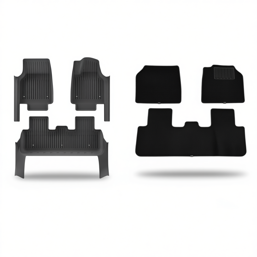 Tesla Model Y 2025+ All-Weather Floor Mats & Boot Liner & Anti-Kick Mats – Floor Mats (3pcs) + Carpet Overlay RHD [W250006042]