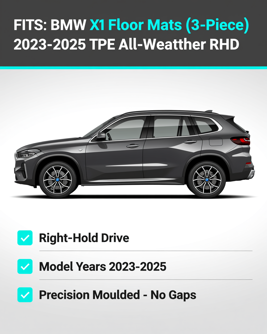 BMW X1 2023-2025 All-Weather Floor Mats vehicle fitment