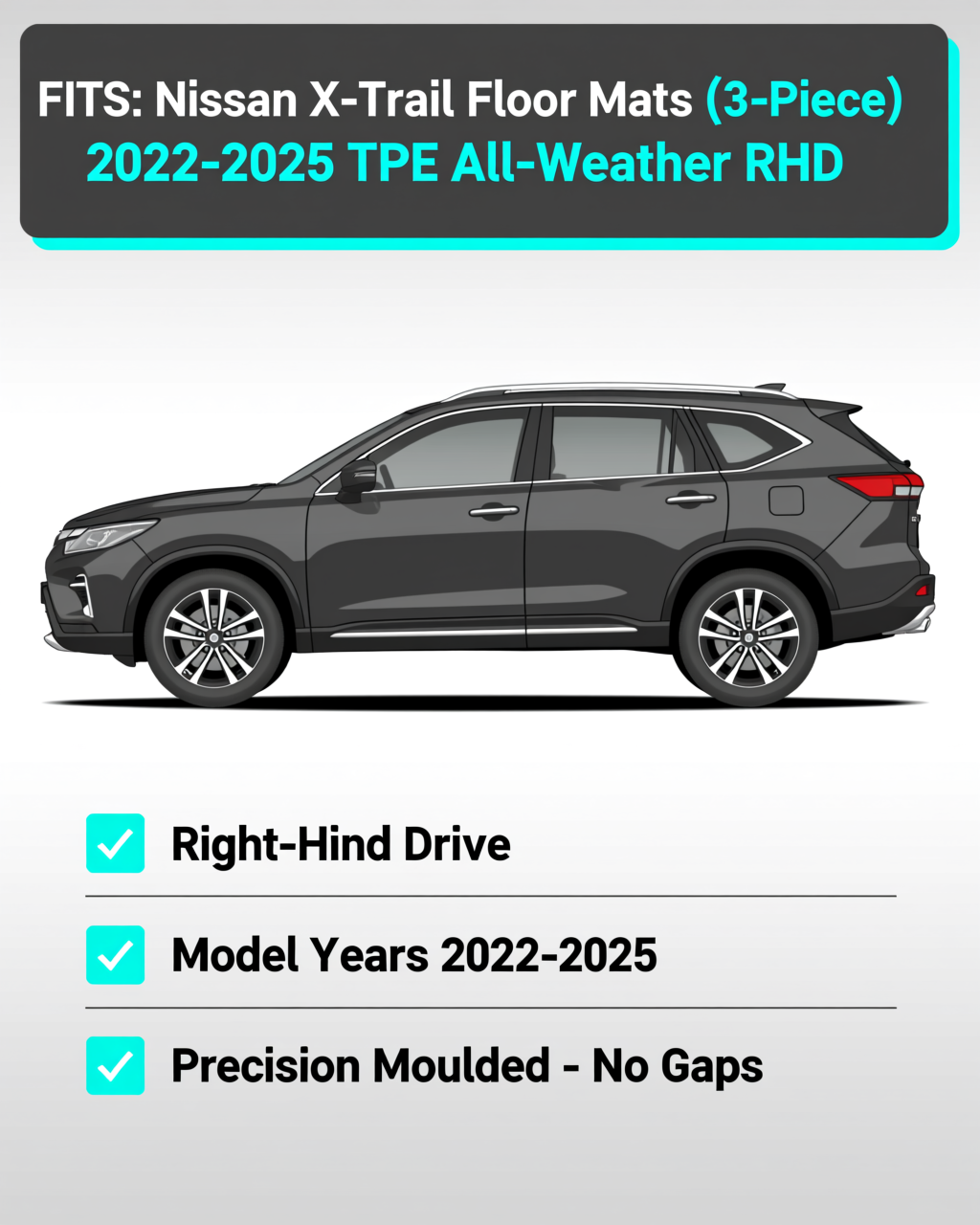 Nissan X-Trail 2022-2025 All-Weather Floor Mats & Boot Liner vehicle fitment