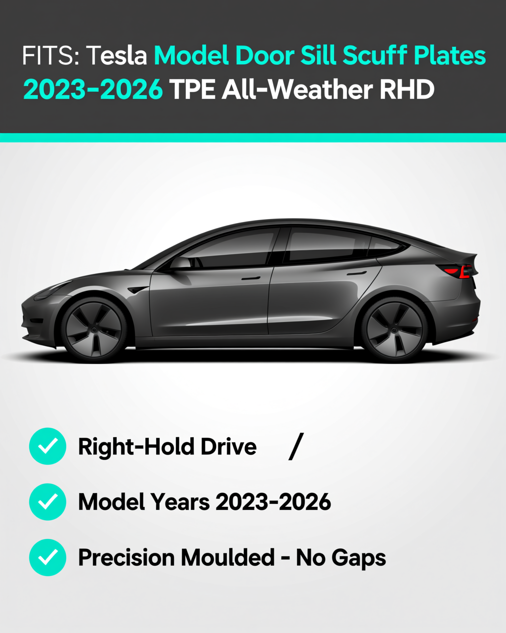 Tesla Model 3 2023+ Door Sill Scuff Plates vehicle fitment