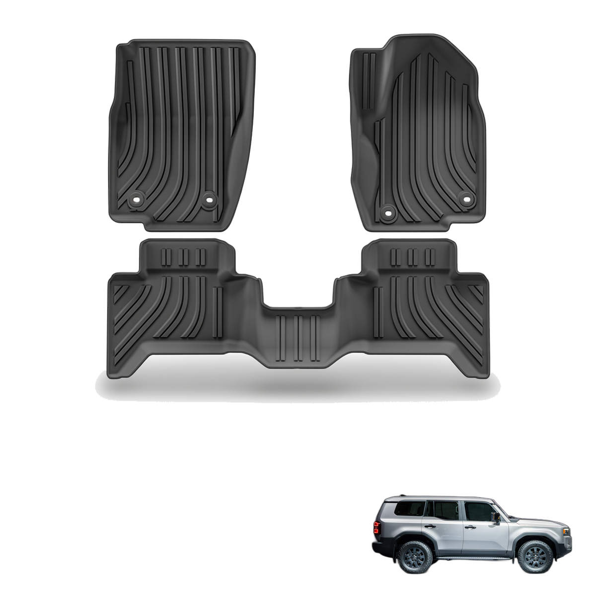 Toyota Land Cruiser Prado (LC250) 2024+ All-Weather Floor Mats & Boot Liner & Seat Back Protectors