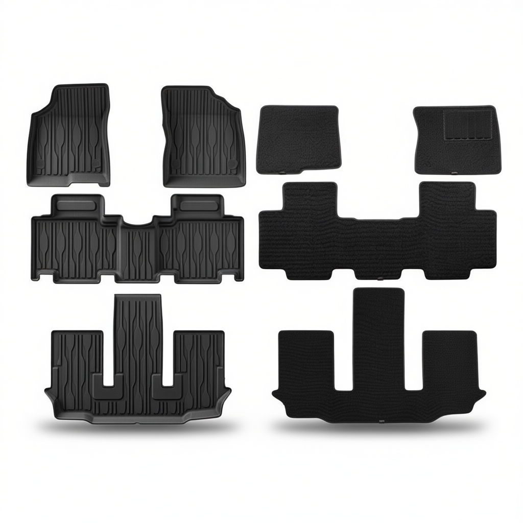 BYD M6 2024+ All-Weather Floor Mats & Boot Liner – Floor Mats (4pcs) + Carpet Overlay RHD 6-Seat