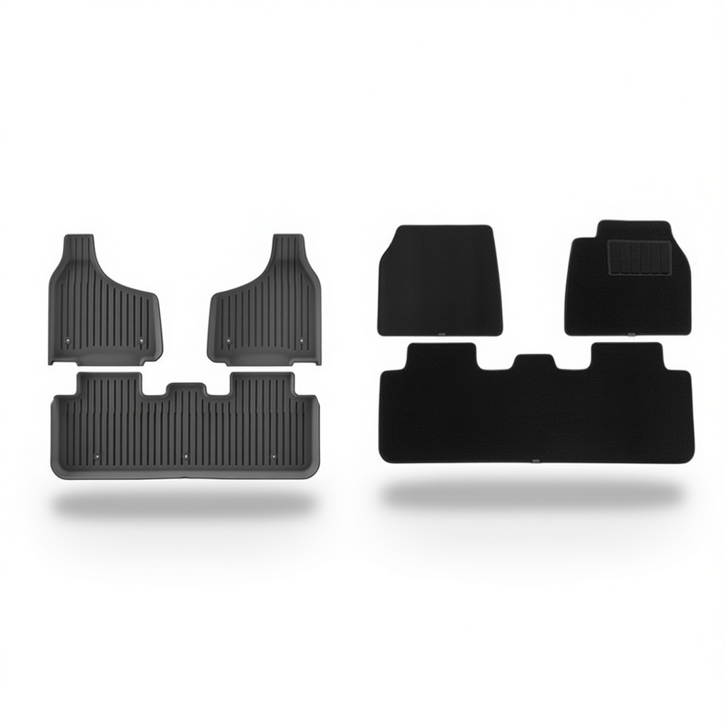 Tesla Model Y 2025+ All-Weather Floor Mats & Boot Liner & Anti-Kick Mats – Floor Mats (3pcs) + Carpet Overlay RHD [W250002154]