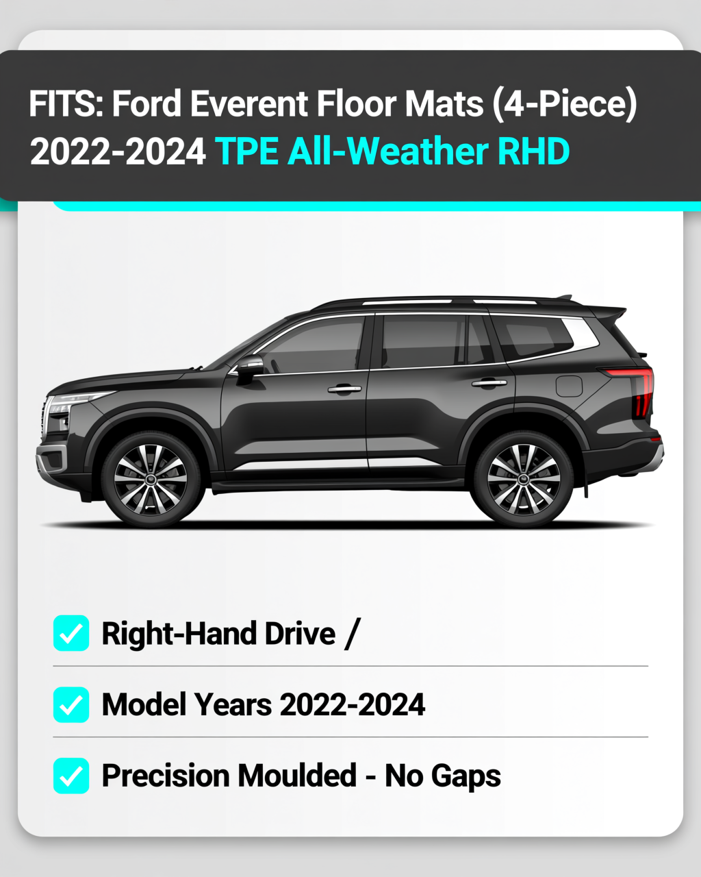 Ford Everest 2022-2024 All-Weather Floor Mats & Boot Liner & Seat Back Protectors vehicle fitment