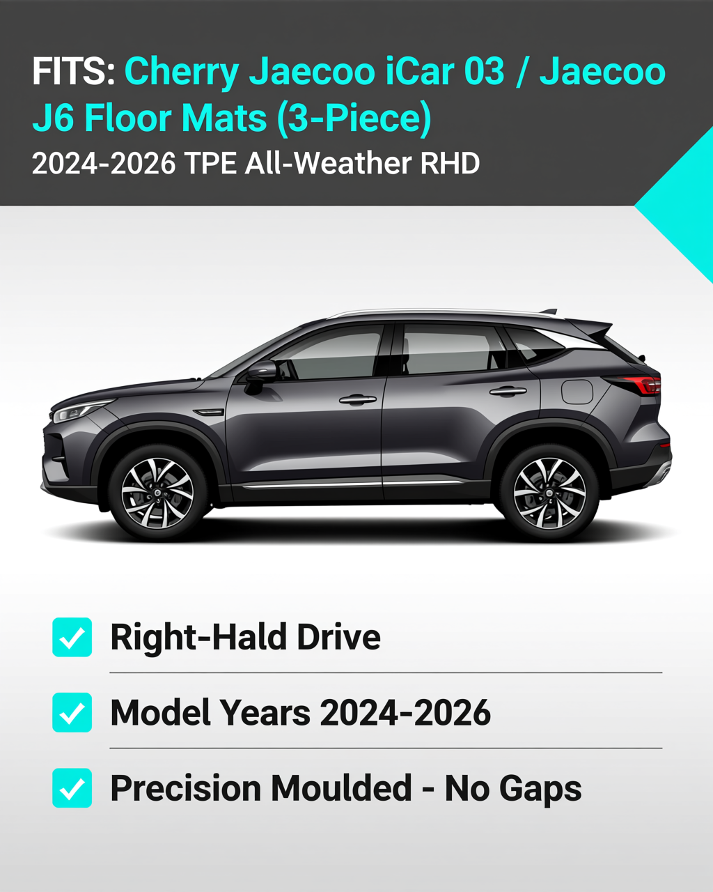 Chery Jaecoo iCar 03 / Jaecoo J6 2024+ All-Weather Floor Mats & Boot Liner vehicle fitment