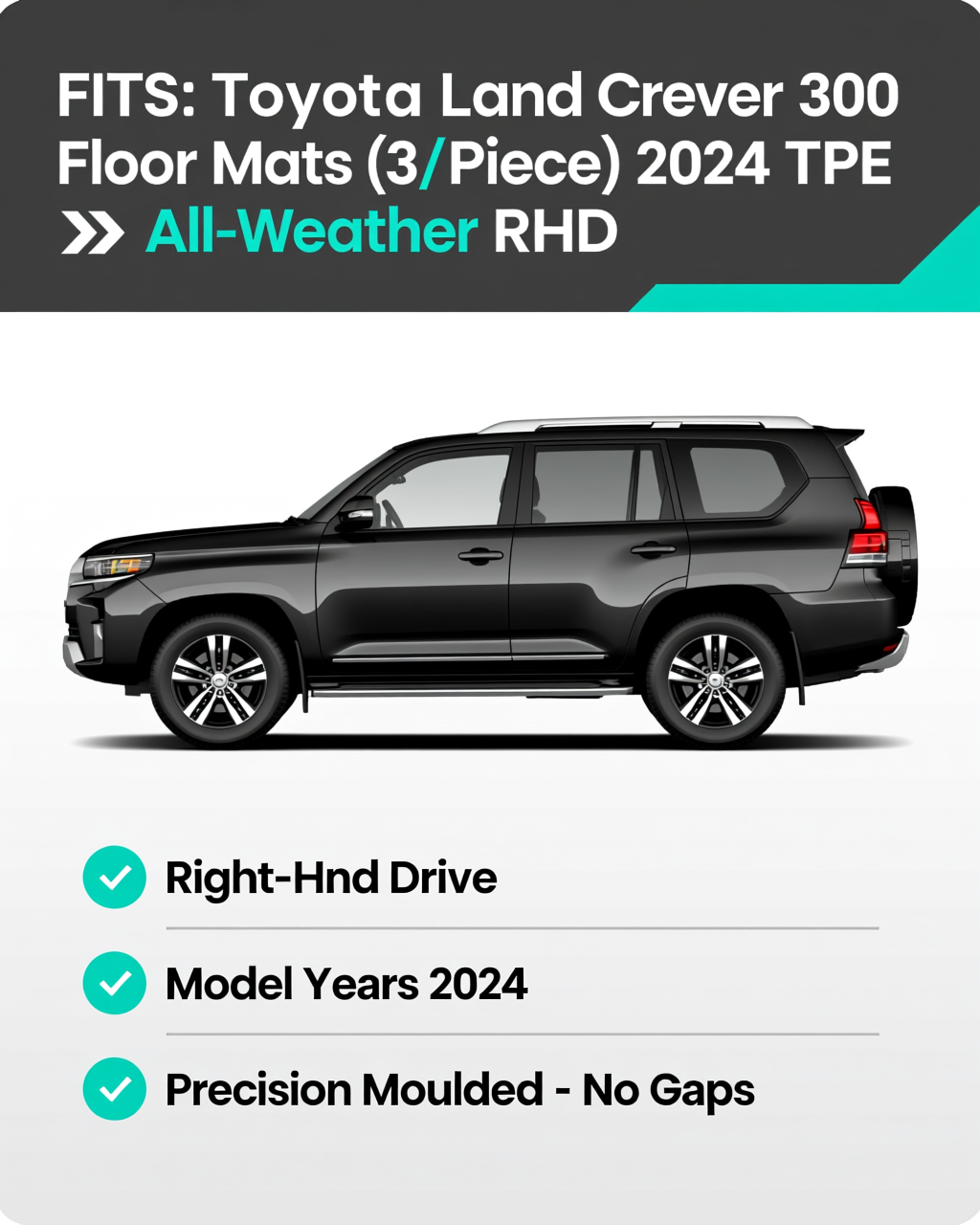 Toyota Land Cruiser 300 2024+ All-Weather Floor Mats vehicle fitment