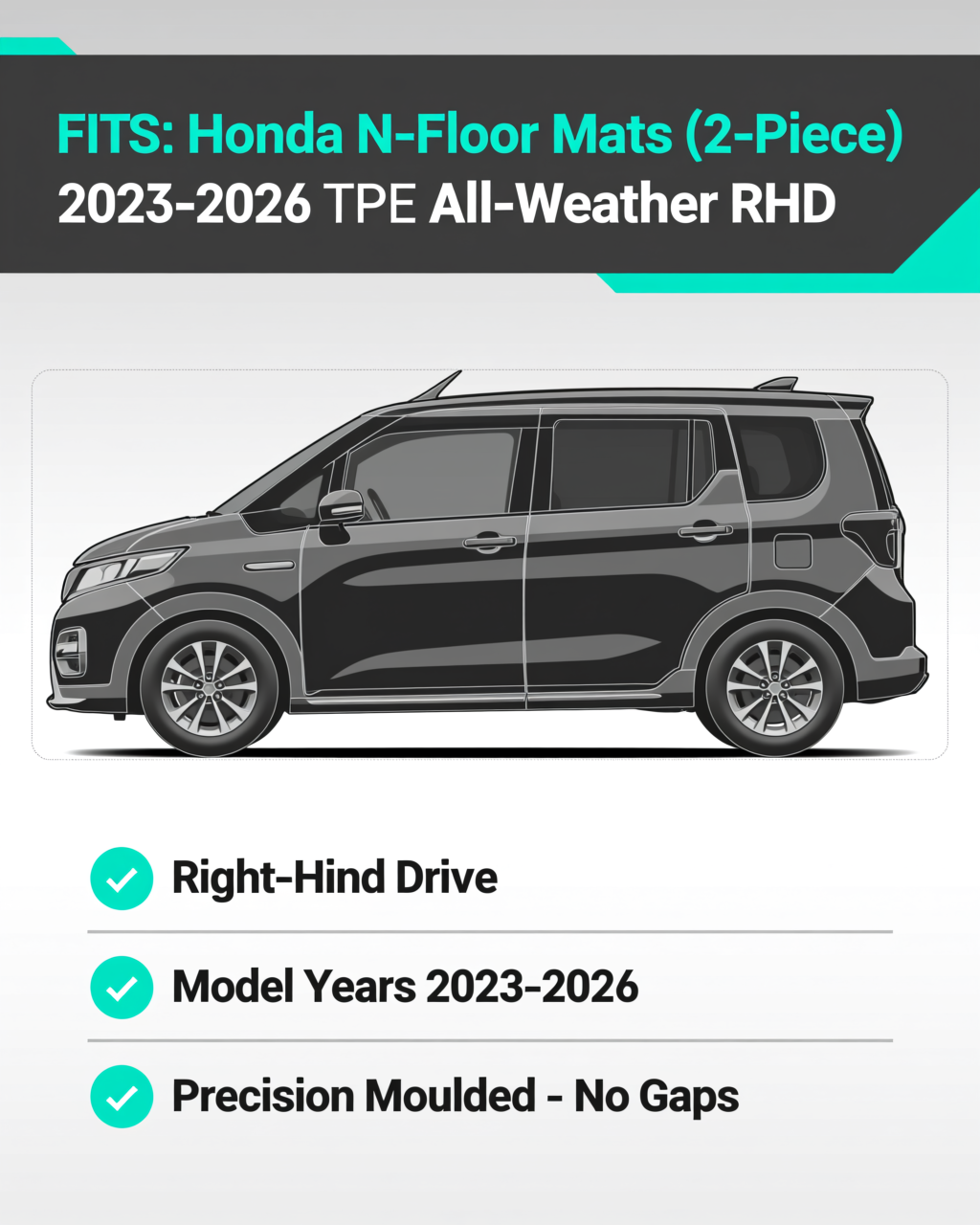 Honda N-Box 2023+ All-Weather Floor Mats & Boot Liner vehicle fitment