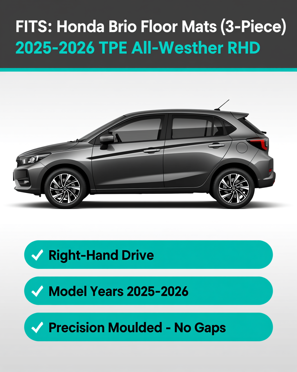 Honda Brio 2025+ All-Weather Floor Mats & Boot Liner vehicle fitment