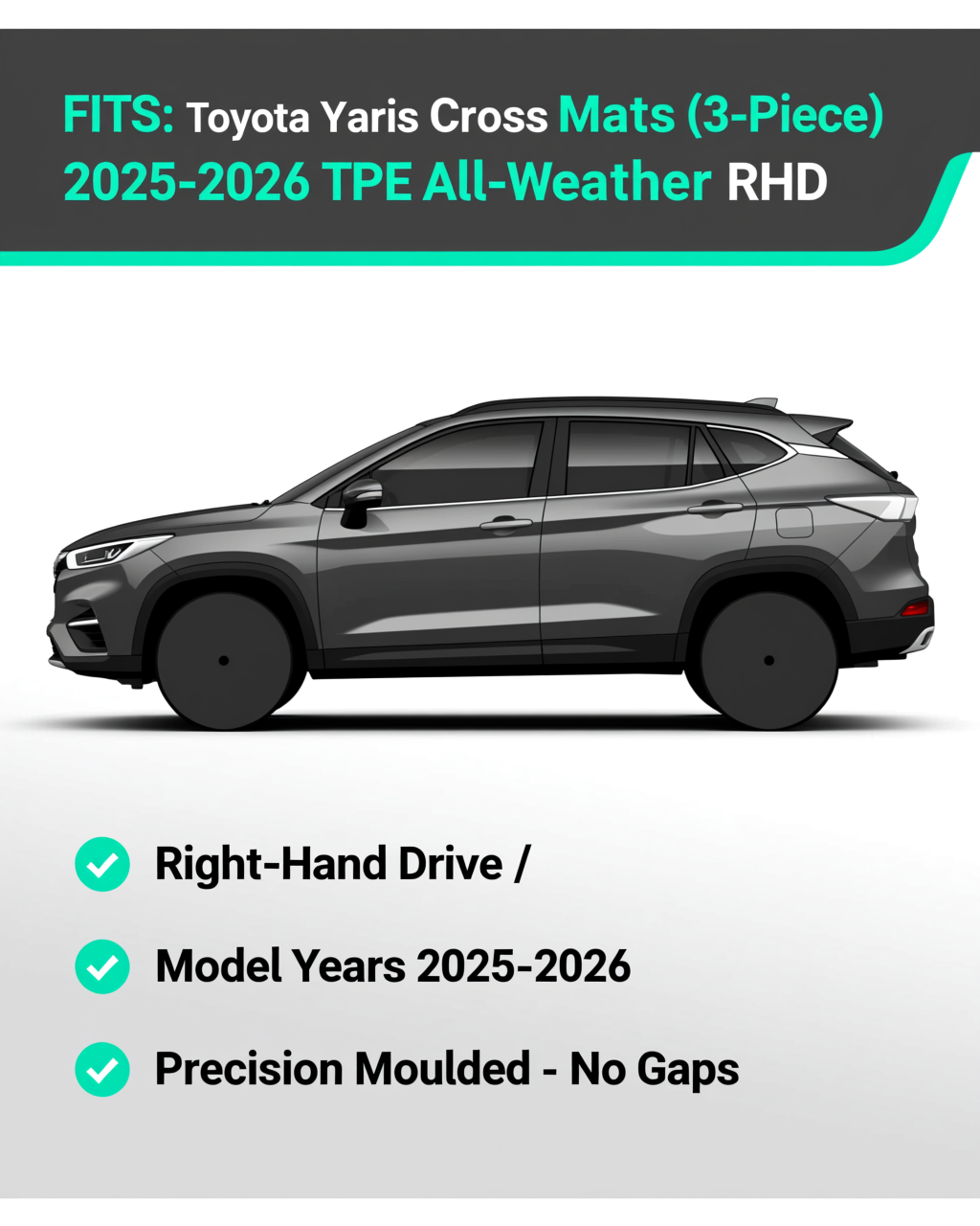 Toyota Yaris Cross 2025+ All-Weather Floor Mats & Boot Liner vehicle fitment