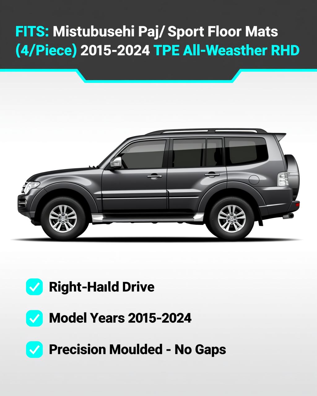 Mitsubishi Pajero Sport 2015-2024 All-Weather Floor Mats & Boot Liner vehicle fitment