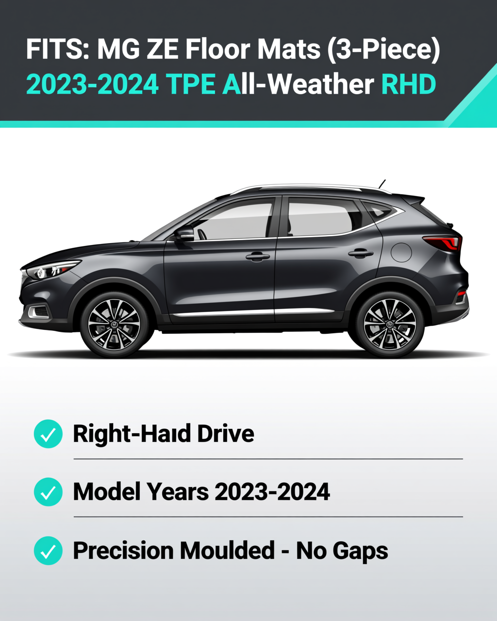 MG ZS 2023-2024 All-Weather Floor Mats & Boot Liner & Seat Back Protectors vehicle fitment