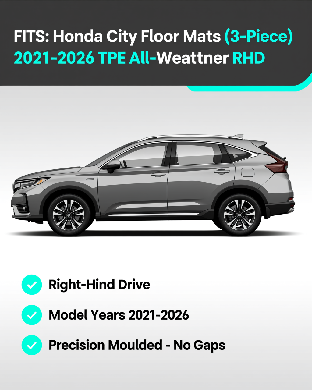 Honda City 2021-2026 All-Weather Floor Mats & Boot Liner vehicle fitment