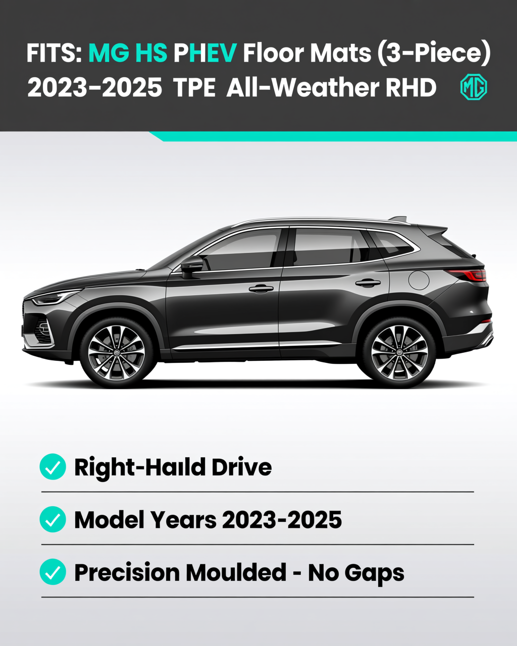 MG HS PHEV 2023-2025 All-Weather Floor Mats & Boot Liner vehicle fitment