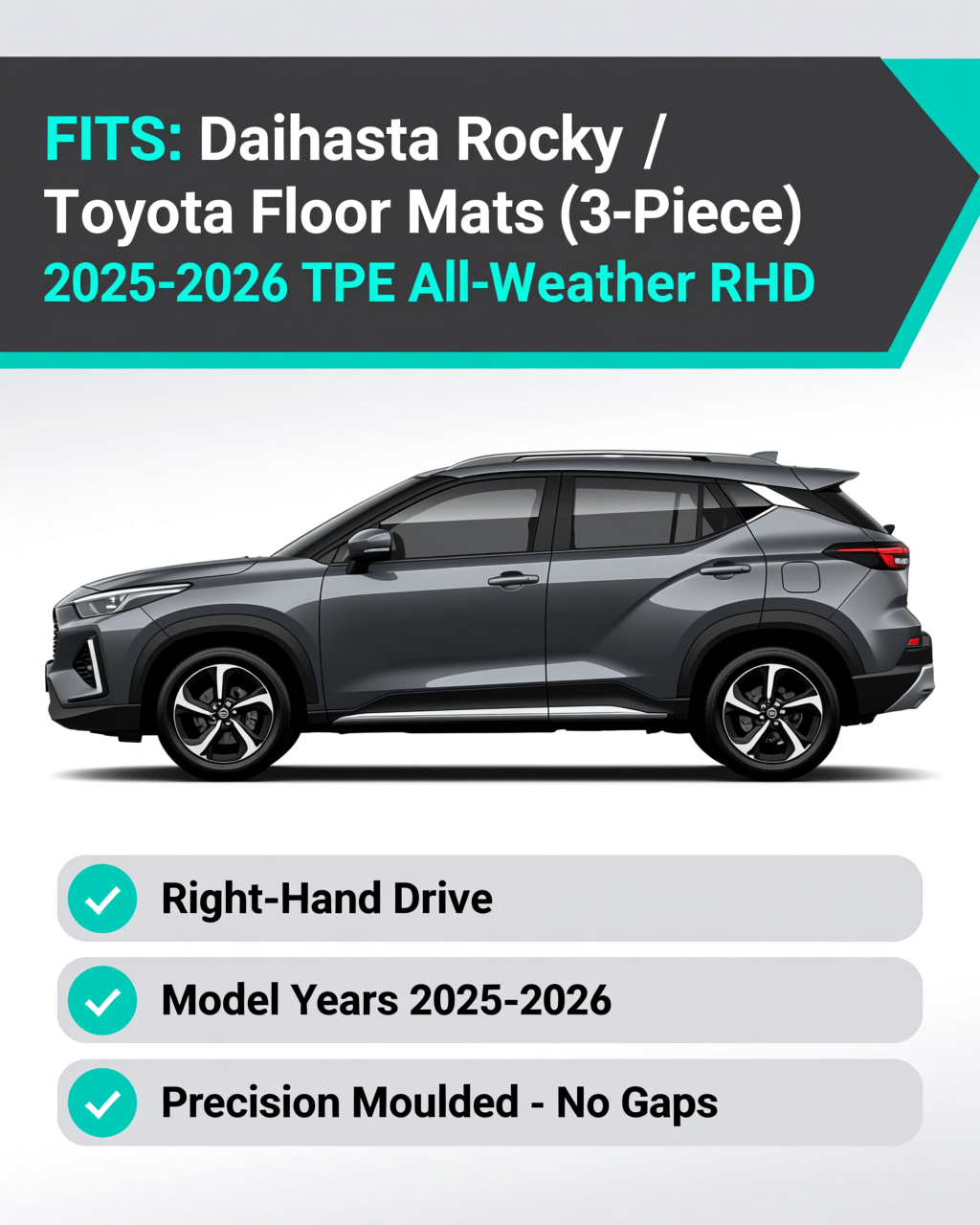 Daihatsu Rocky / Toyota Raize 2025+ All-Weather Floor Mats vehicle fitment