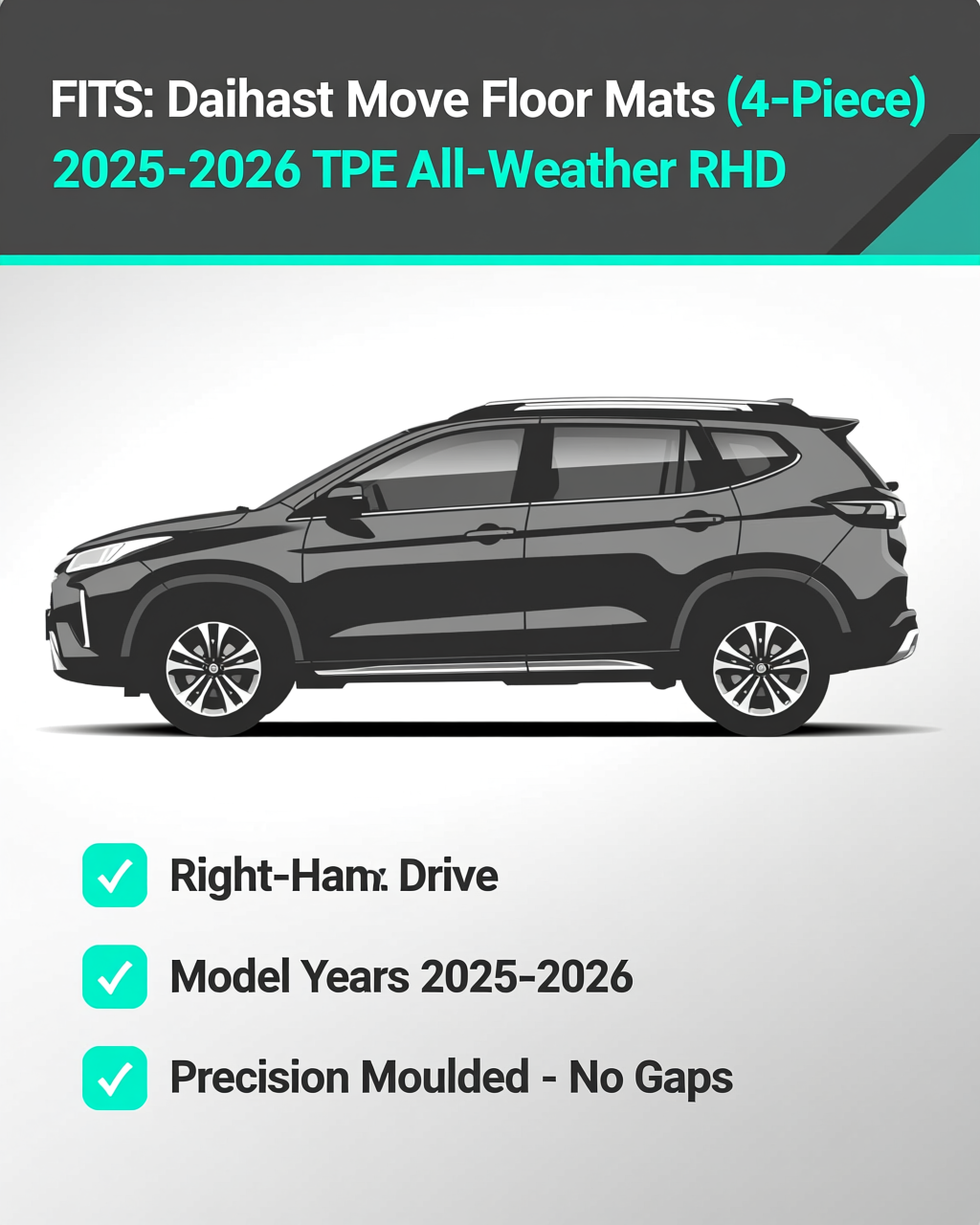 Daihatsu Move 2025+ All-Weather Floor Mats & Boot Liner vehicle fitment