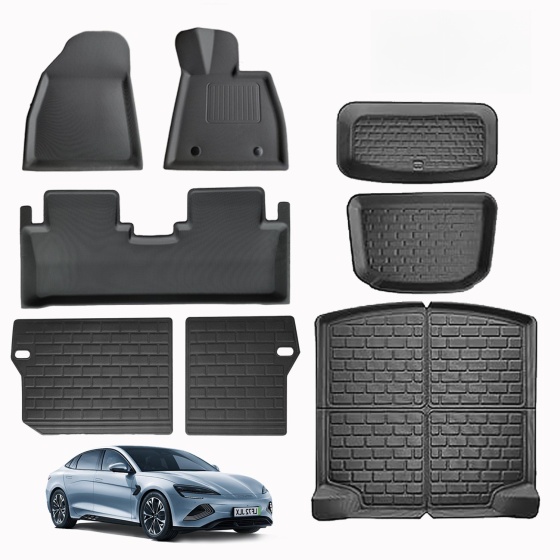 per ogni stagione BYD Seal tappetini | set completo protezioni bagagliaio & Trunk Mats in XPE All 8pcs: Floor & Trunk mats + posteriore proteggi sedile