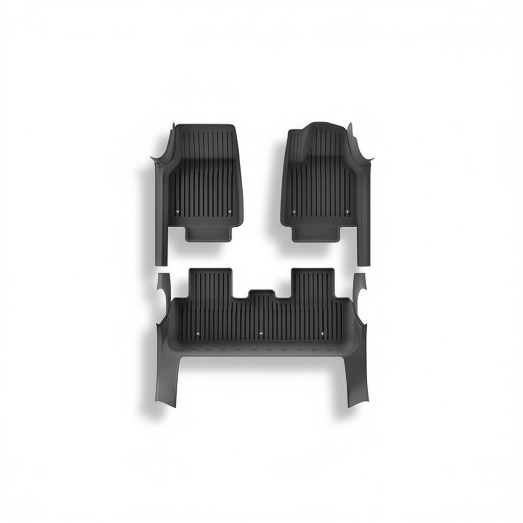 Tesla Model Y 2025+ All-Weather Floor Mats & Boot Liner & Anti-Kick Mats – Floor Mats (7pcs) + Carpet Overlay
