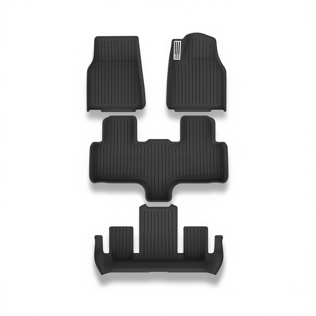 Tesla Model Y 2025+ All-Weather Floor Mats & Boot Liner & Anti-Kick Mats – Floor Mats (4pcs) + Pedal Covers RHD 6-Seat No-Drill [W260701145]