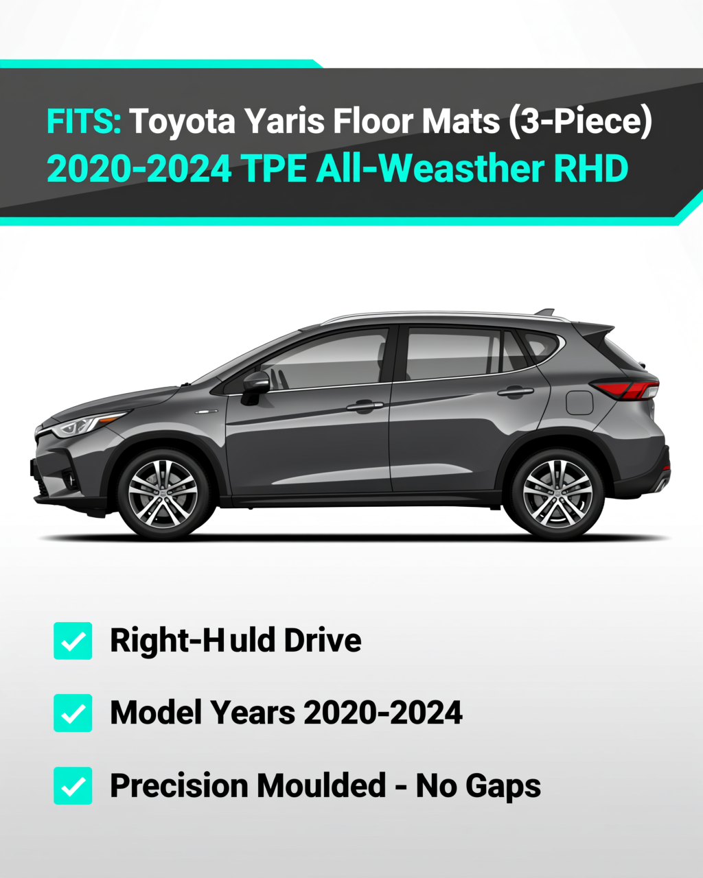 Toyota Yaris 2020-2024 All-Weather Floor Mats & Boot Liner vehicle fitment