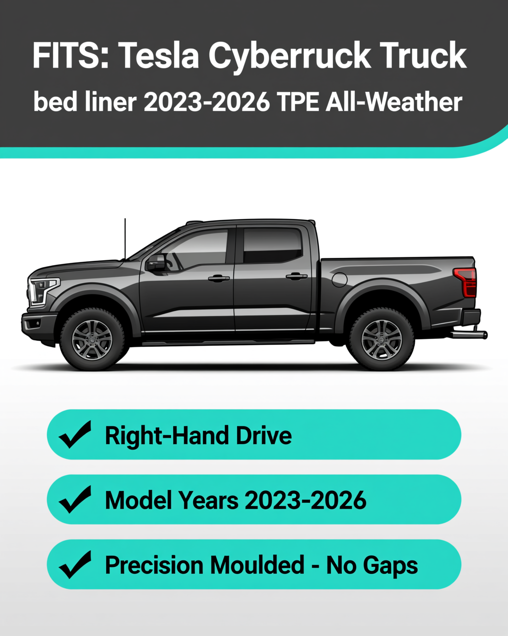Tesla Cybertruck 2023+ Tub Mat vehicle fitment