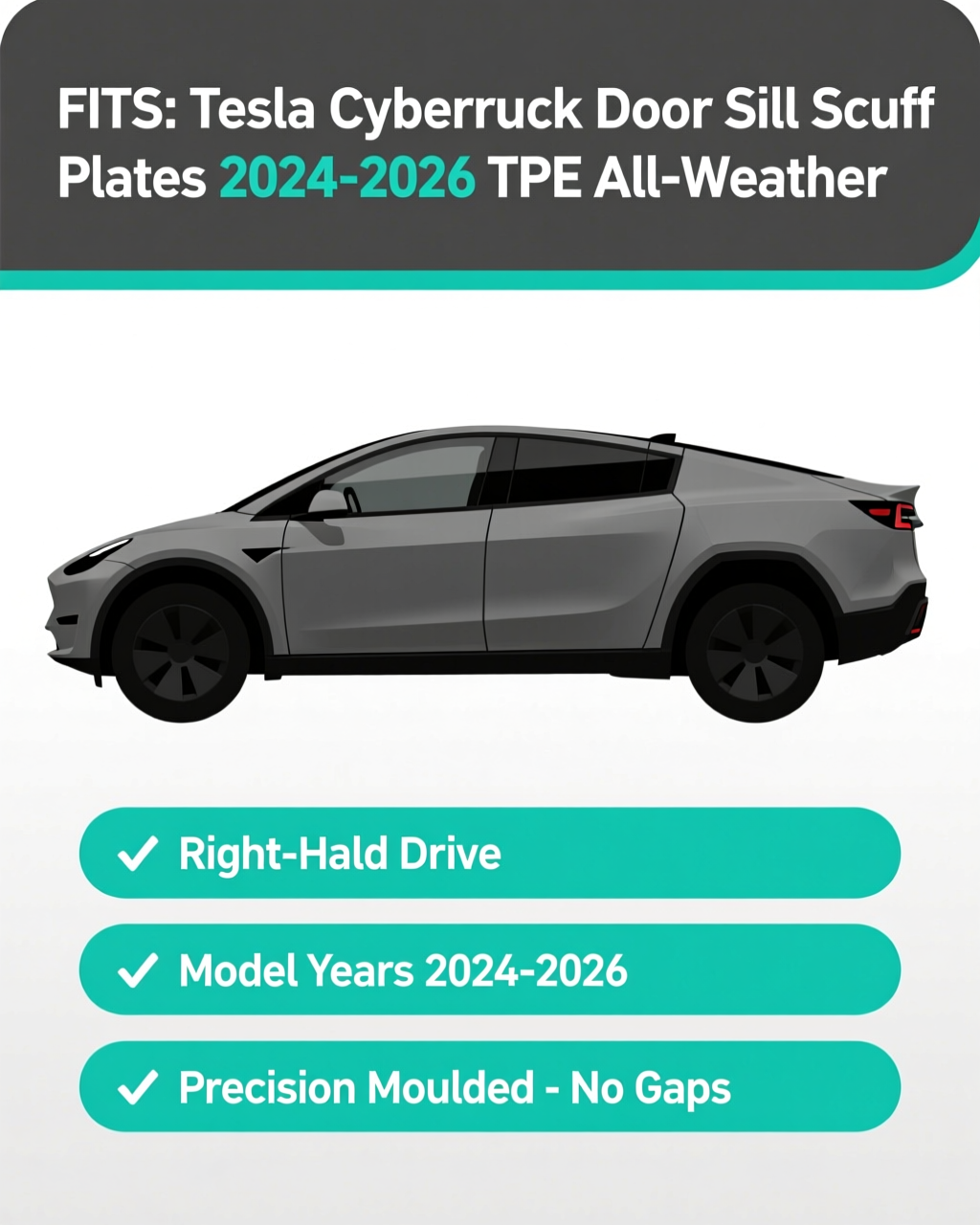 Tesla Cybertruck 2024+ Door Sill Scuff Plates vehicle fitment