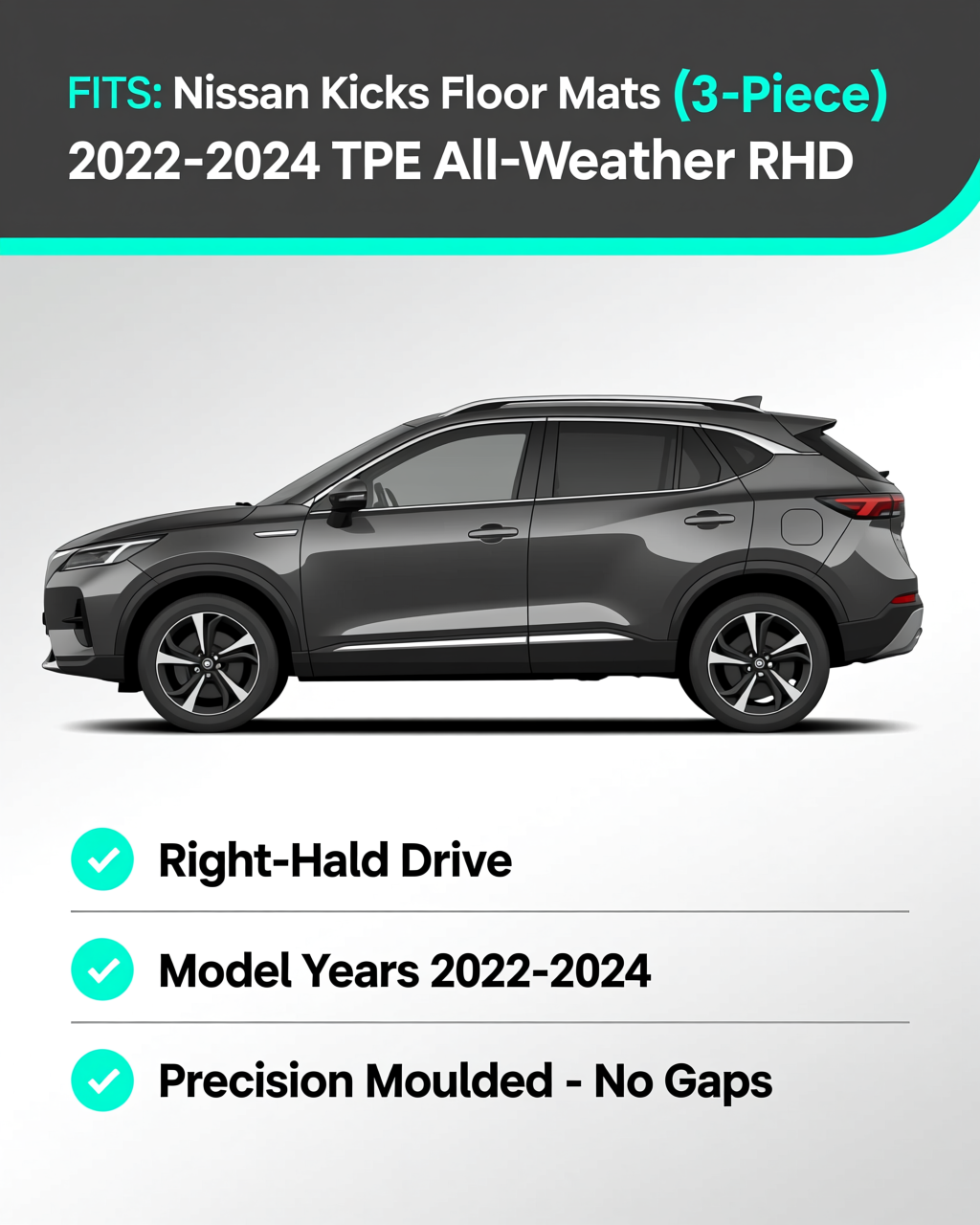 Nissan Kicks 2022-2024 All-Weather Floor Mats & Boot Liner vehicle fitment