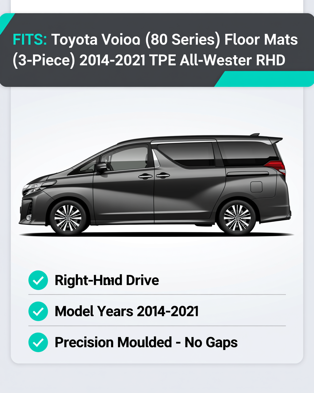 Toyota Voxy (80 Series) 2014-2021 All-Weather Floor Mats & Boot Liner & Seat Back Protectors vehicle fitment