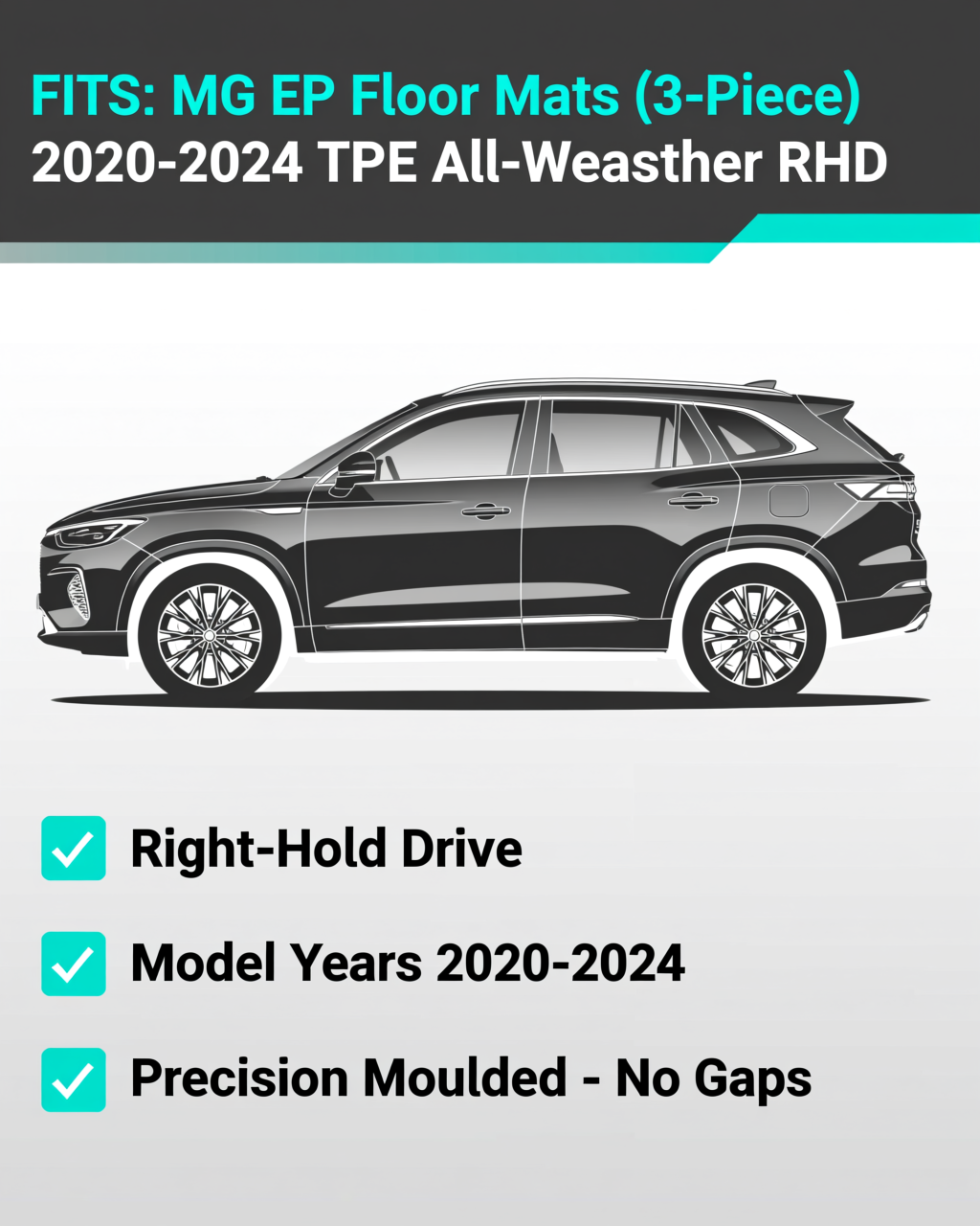 MG EP 2020-2024 All-Weather Floor Mats & Boot Liner vehicle fitment