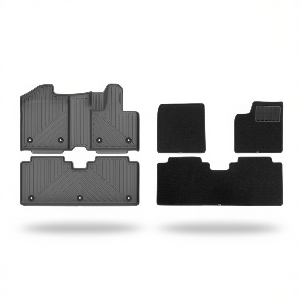 iCar V23 2025+ All-Weather Floor Mats & Boot Liner & Seat Back Protectors – Floor Mats (3pcs) + Carpet Overlay