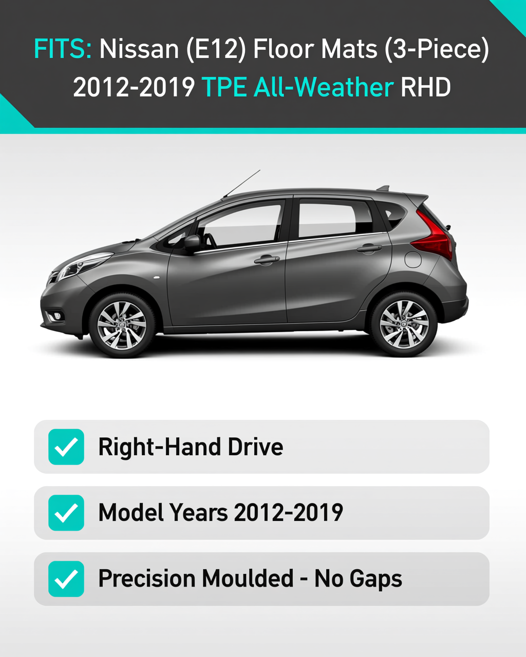 Nissan Note (E12) 2012-2019 All-Weather Floor Mats & Boot Liner vehicle fitment
