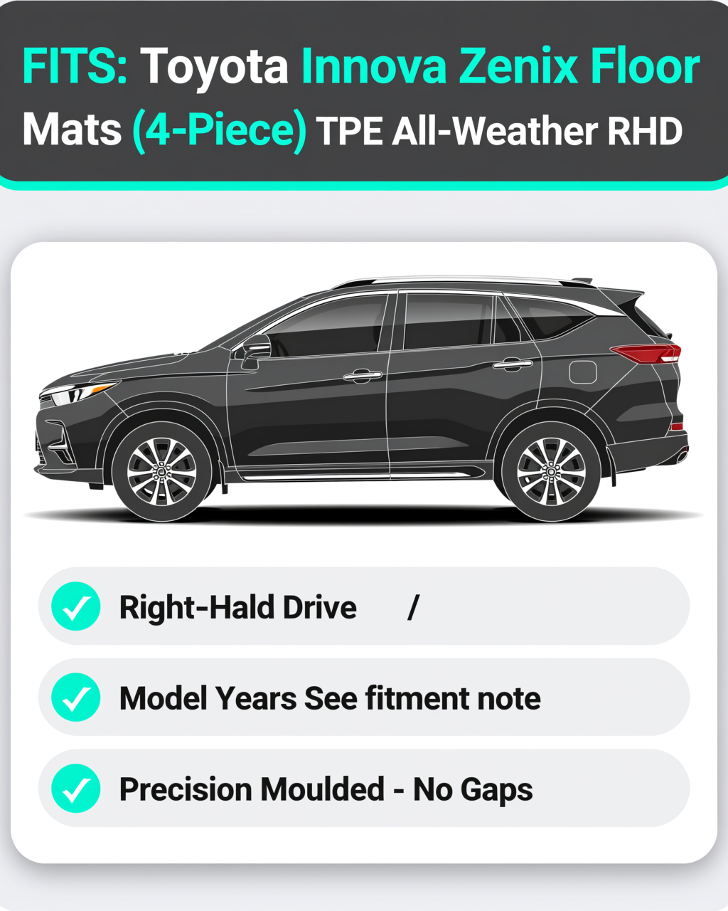 Toyota Innova Zenix All-Weather Floor Mats & Boot Liner & Seat Back Protectors vehicle fitment