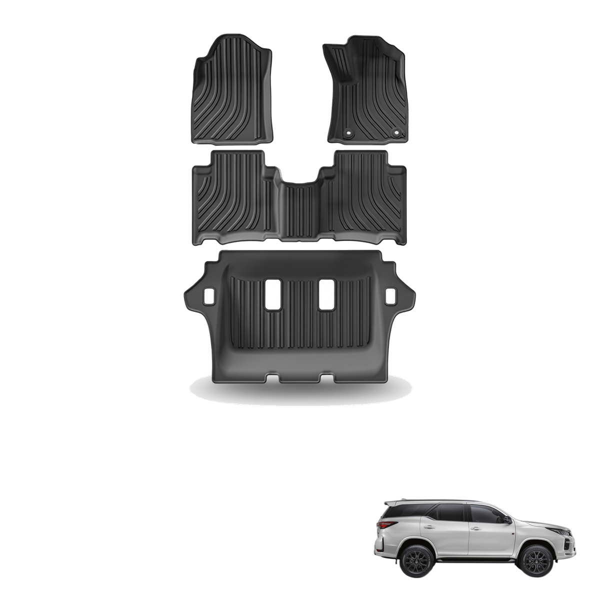 Toyota Fortuner 2015-2024 All-Weather Floor Mats & Boot Liner & Seat Back Protectors